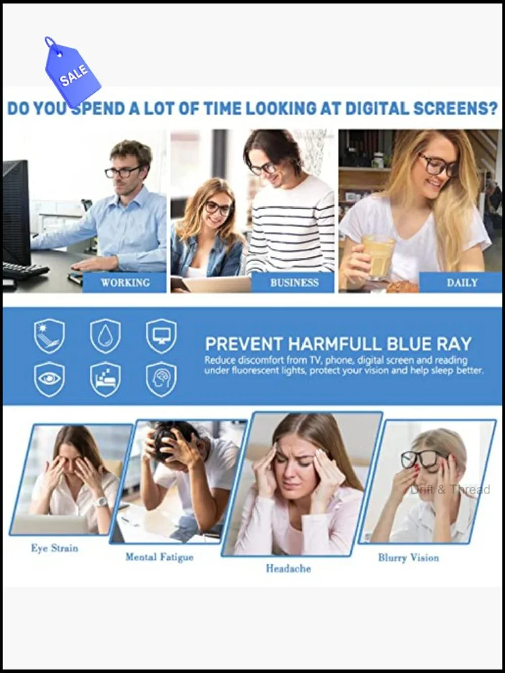 5 Pack Blue Light Blocking Reading Glasses for Women Men UV Glare Computer